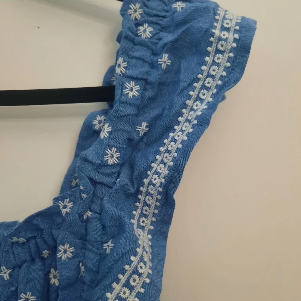 NWT Old Navy Embroidered Print Ruffle Babydoll Top - Picture 5 of 7